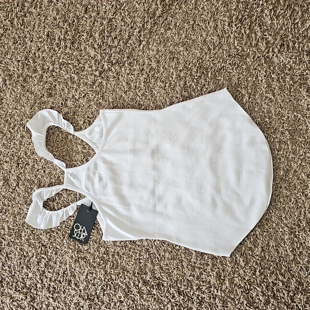 NWT Chaser Ribbed Racerback Tank Ruffle Medium Stretch - Picture 6 of 6
